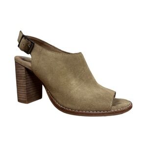 Madewell Shoes Sandals Cary Suede Peep Toe Slingback Block Heel Preppy Size 6.5